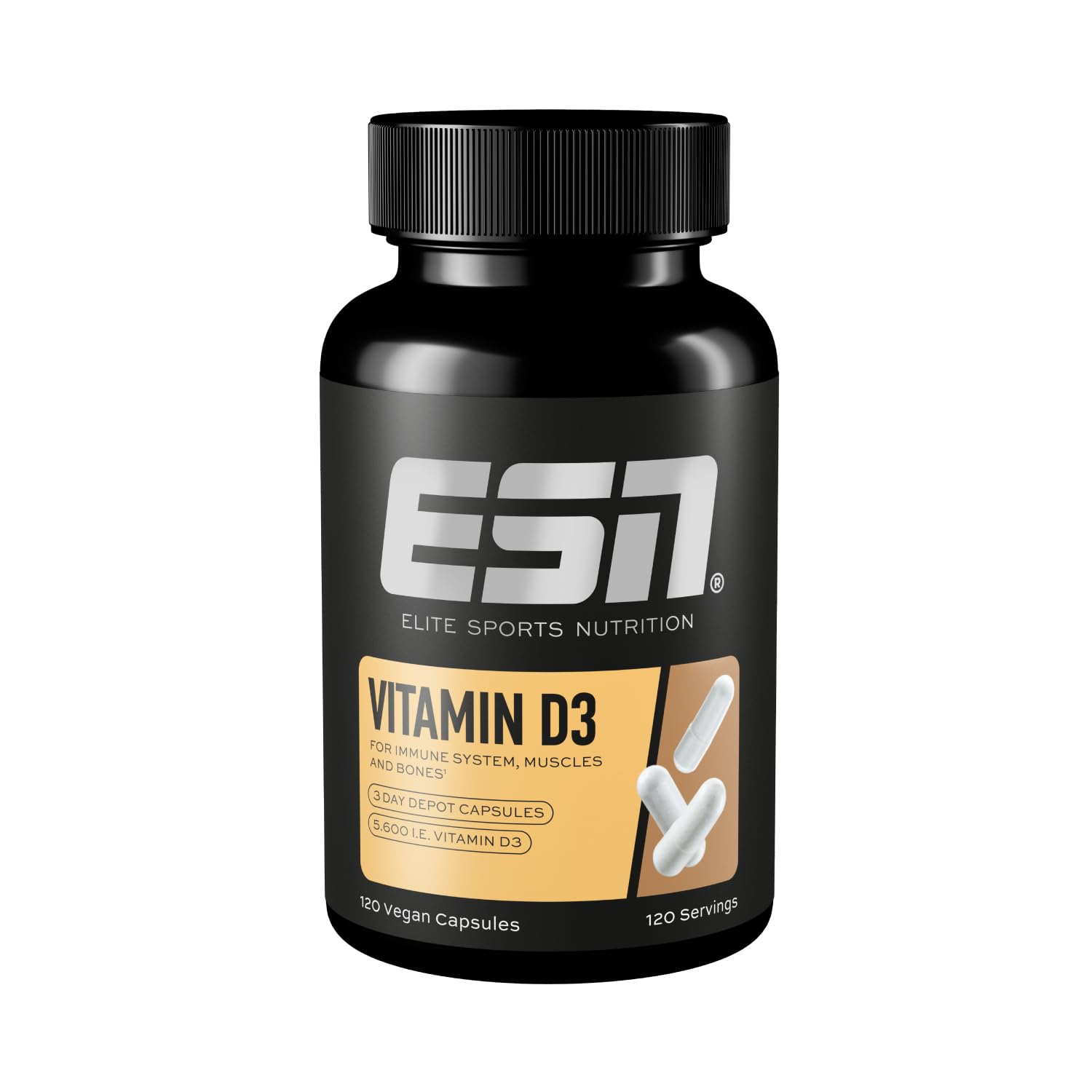 ESN Vitamin D3, 120 Capsules, High-Dose Vitamin D, Vegan & Made in Germany