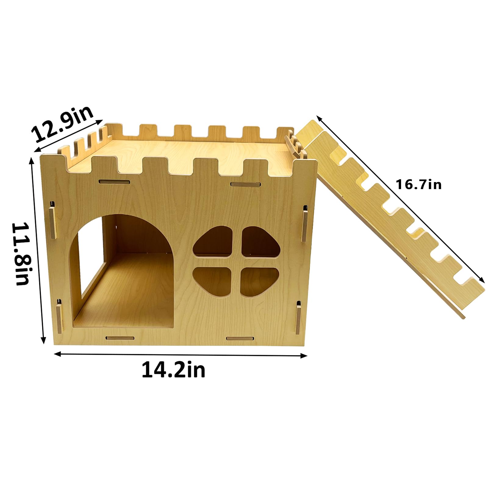 Extra großes, stabiles Hasenhaus, Kaninchenversteck mit Treppe, abnehmbares Spielhaus für Kaninchen, Meerschweinchen, Chinchilla, Igel
