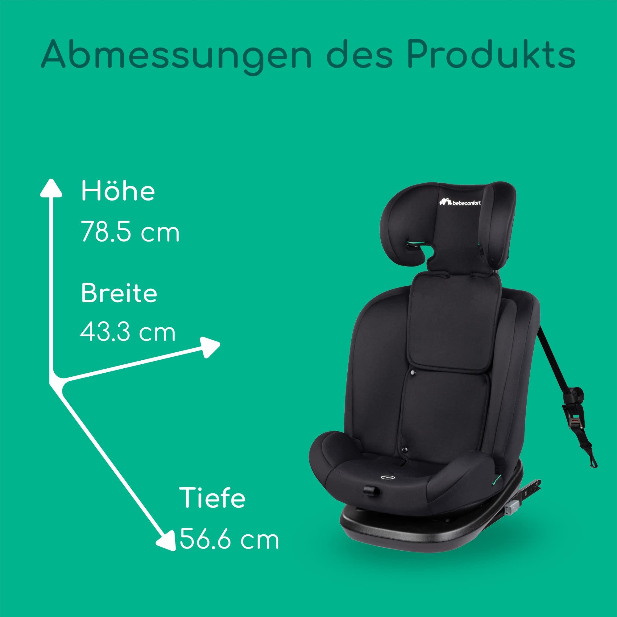 Bebeconfort EverFix i-Size Kindersitz, Vorwärtsgerichteter Kindersitz, ISOFIX-Kindersitz, von 15 Monaten bis zu 12 Jahren, 9-36 kg, 76-150 cm, Black Mist