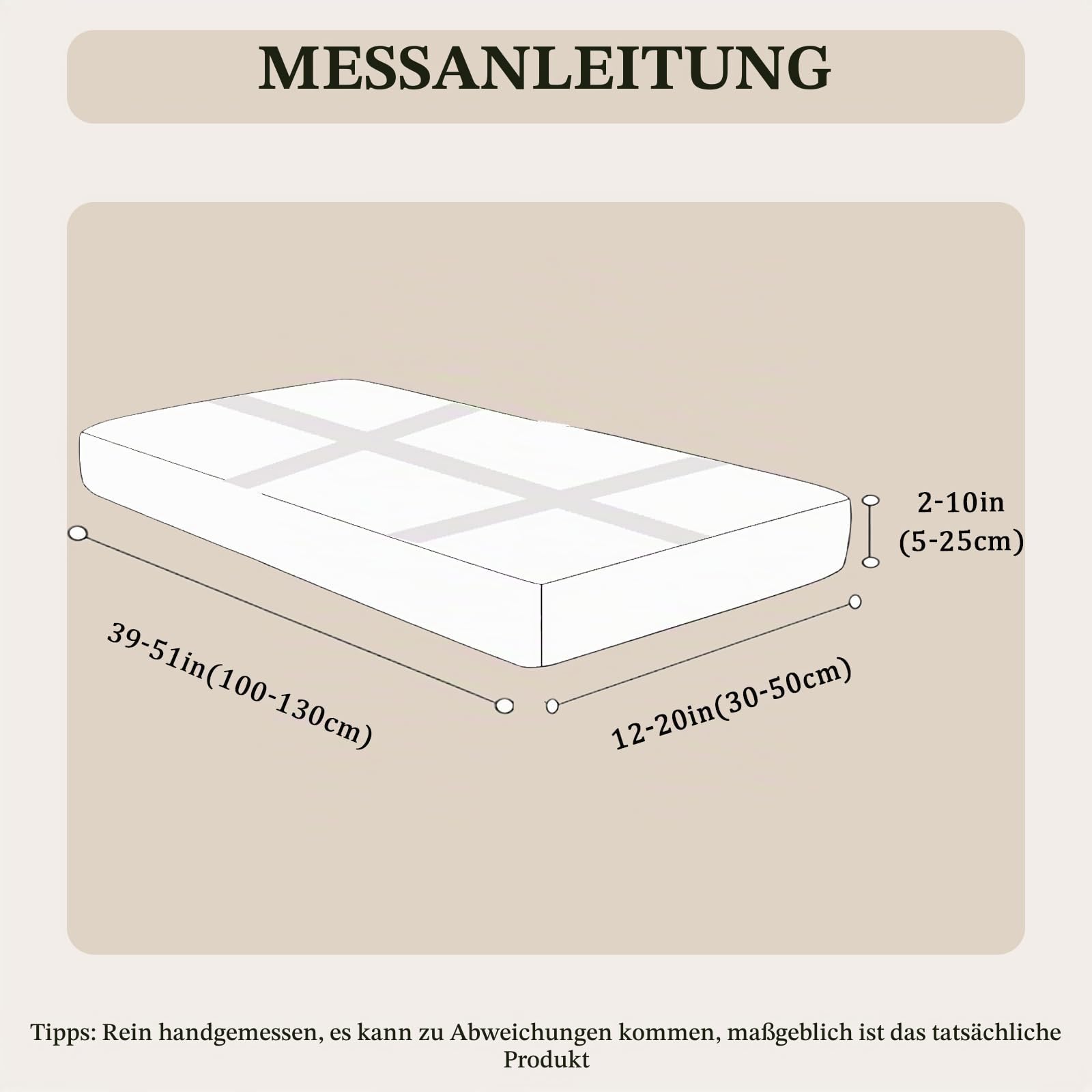 SYLC Wasserdicht Bezüge Für Wohnwagenpolster, Ersatzbezug Für Wohnwagen Polster rutschfest Mit Gummiband Und Schnürung Sofa Sitzkissenbezug (Beige,W 100-130 cm, D 30-50 cm)