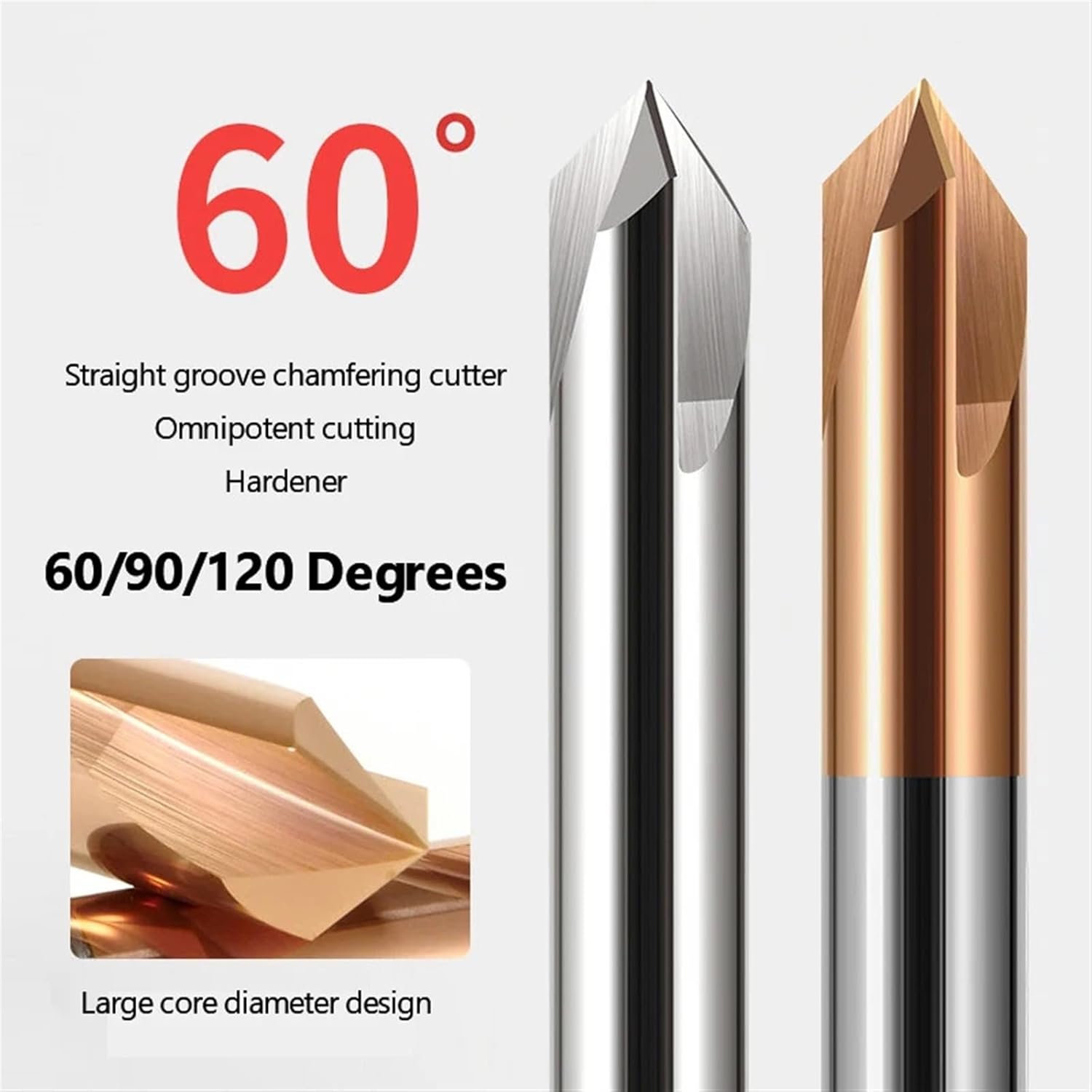 6mm 8mm Shank HRC60 3 Flute Chamfer Milling Cutter 60/90/120 Degrees CNC Router Bit CNC Engraving Milling Tool Carbide Chamfering End Mill(90 Degree,HRC55 Bronze Coating_12X75)