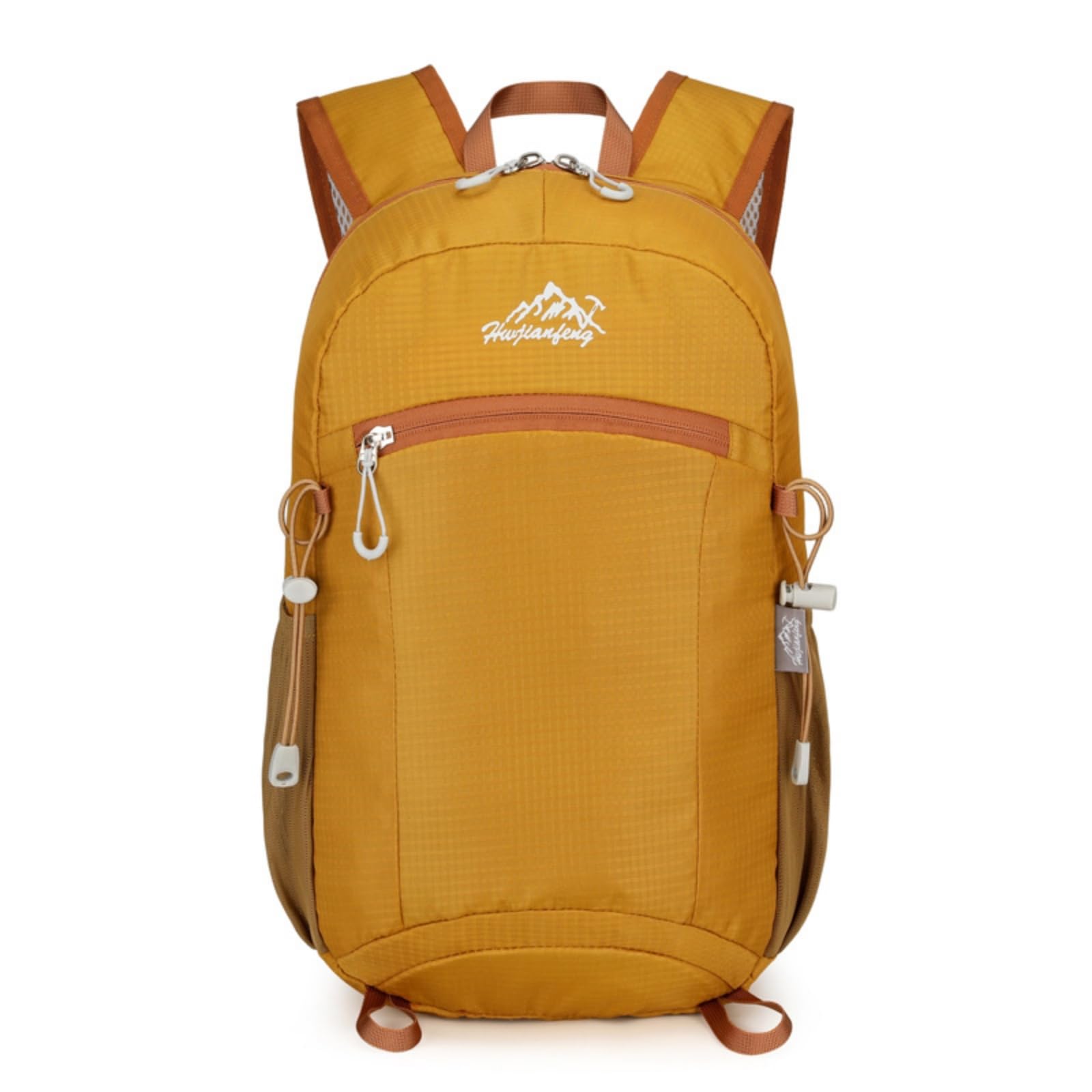 Foldable Waterproof Backpack Side Pockets Lightweight Backpack Front Zip Pocket Packable Daypack Rounded Rectangular for Walking, Cycling, Yellow | Sporting Goods | Outdoor Sports-picture-21