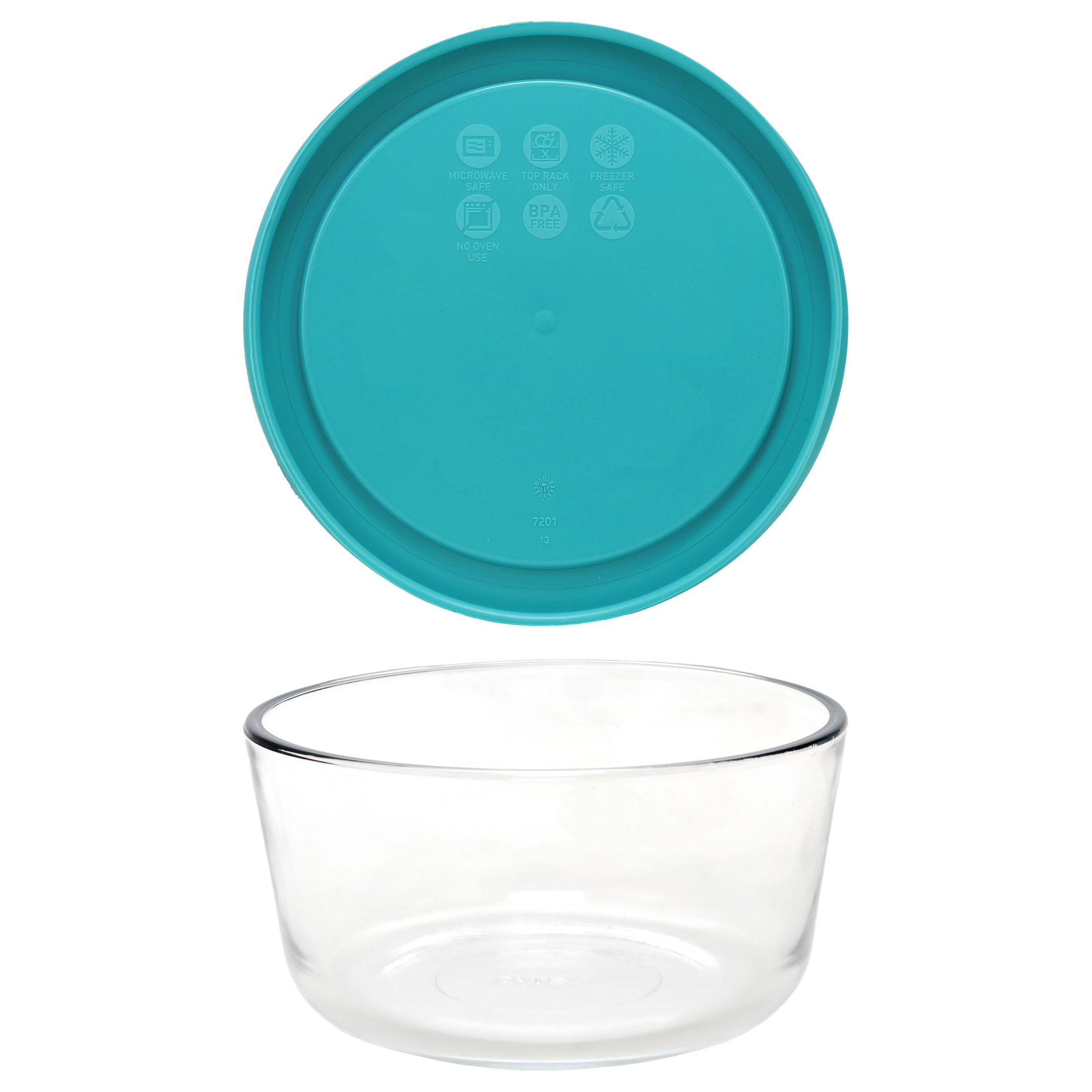 Amazon.com: Pyrex 7201 4-Cup Glass Bowl and 7201-PC Turquoise Lid