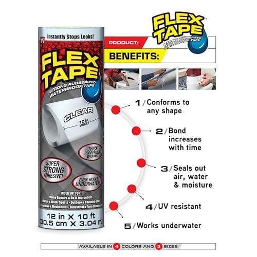 Flex Tape Rubberized Waterproof Tape, 4 Inches X 5 Feet, Black #TOP7