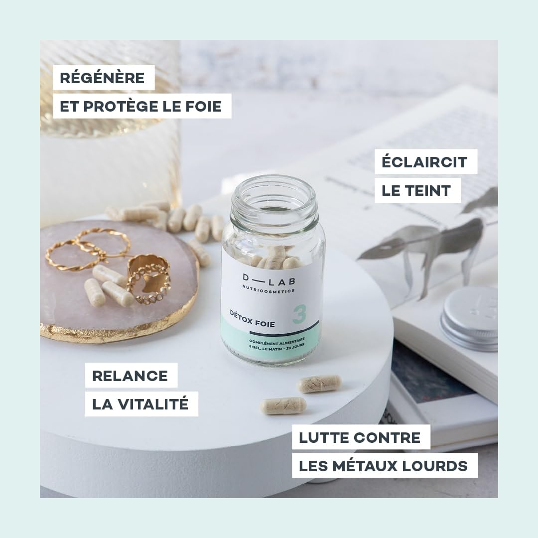 D-LAB Détox Foie | 3 Mois | Dépollution Rapide et Élimination des Métaux Lourds avec Artichaut, Chardon-Marie, Pissenlit et Desmodium