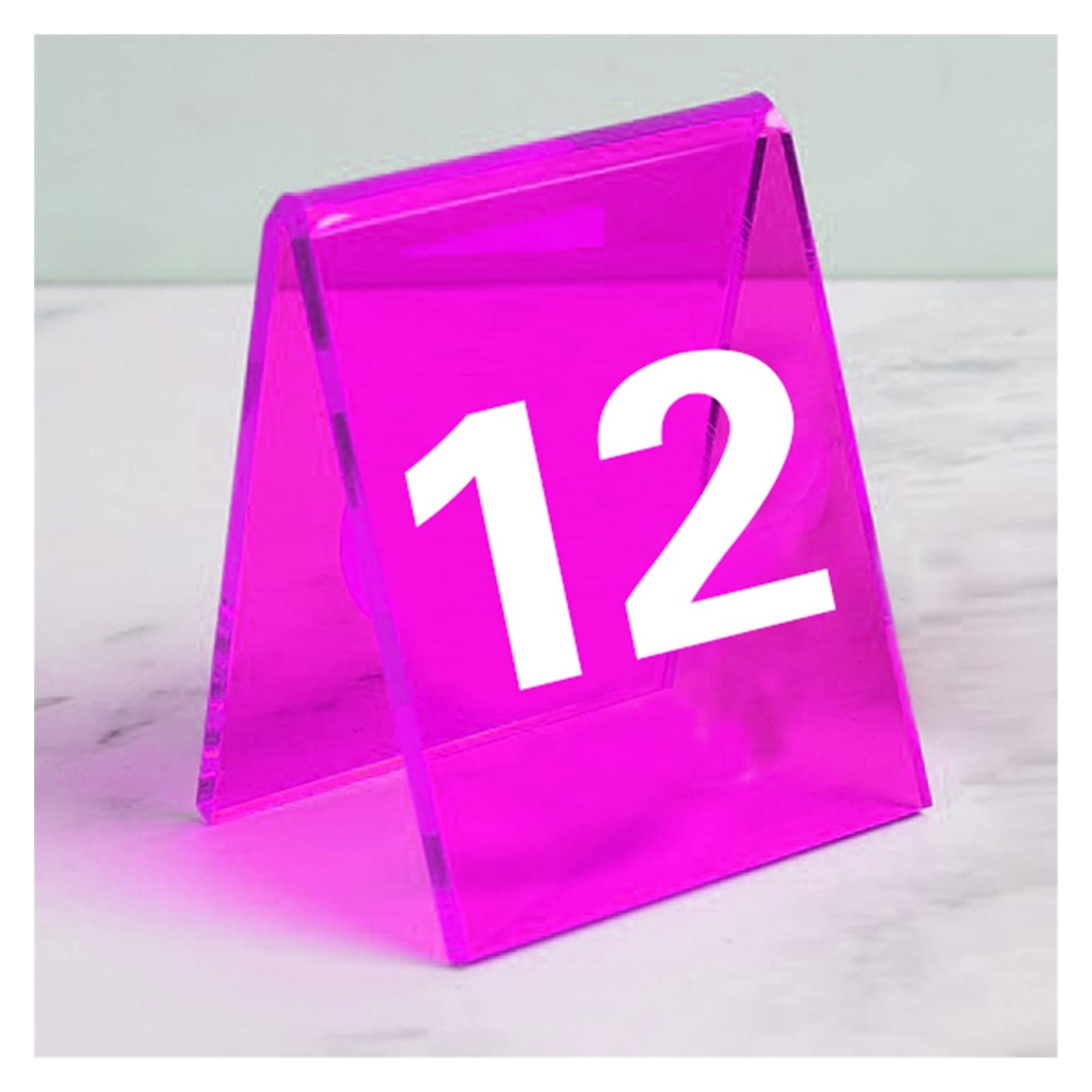 RETENA Acrylic Table Numbers, Tent Style Table Signs, Set of 6 Colorful Panel Desk Signs, Best for Rustic Receptions, Banquets Cafés Restaurants Hotel(8x10 cm) (Color : Purple, Number : 7-12)