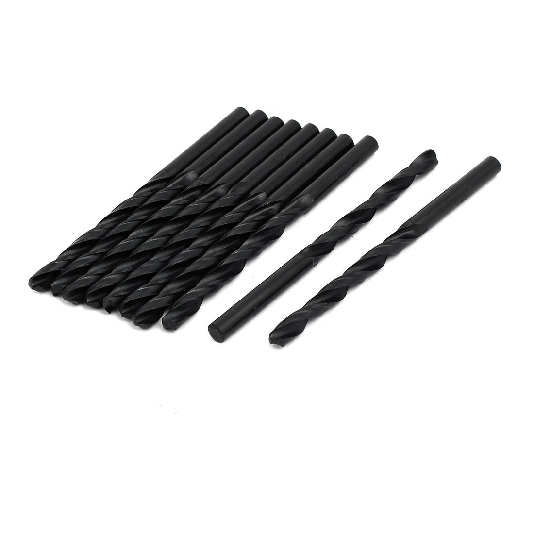 Aexit 5.1mm Dia Tool holder 85mm Long HSS Spiral Flute Straight drill hole Twist Drill Bit Black 10pcs Model:95as413qo214