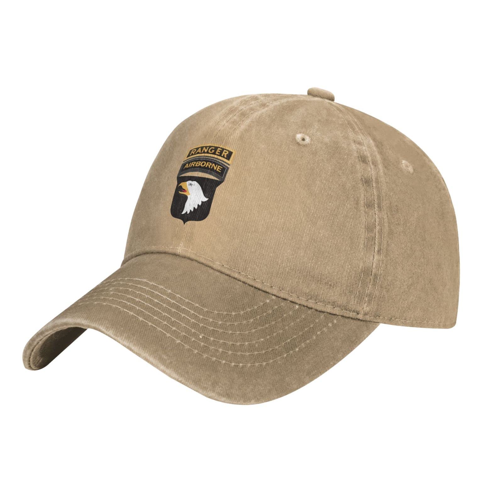 YINGD Baseball Cap Us Army 101st Airborne Ranger Tabs Adjustable Cowboy Hat Breathable Sun Hat Unisex Fit for Men and Women Natural
