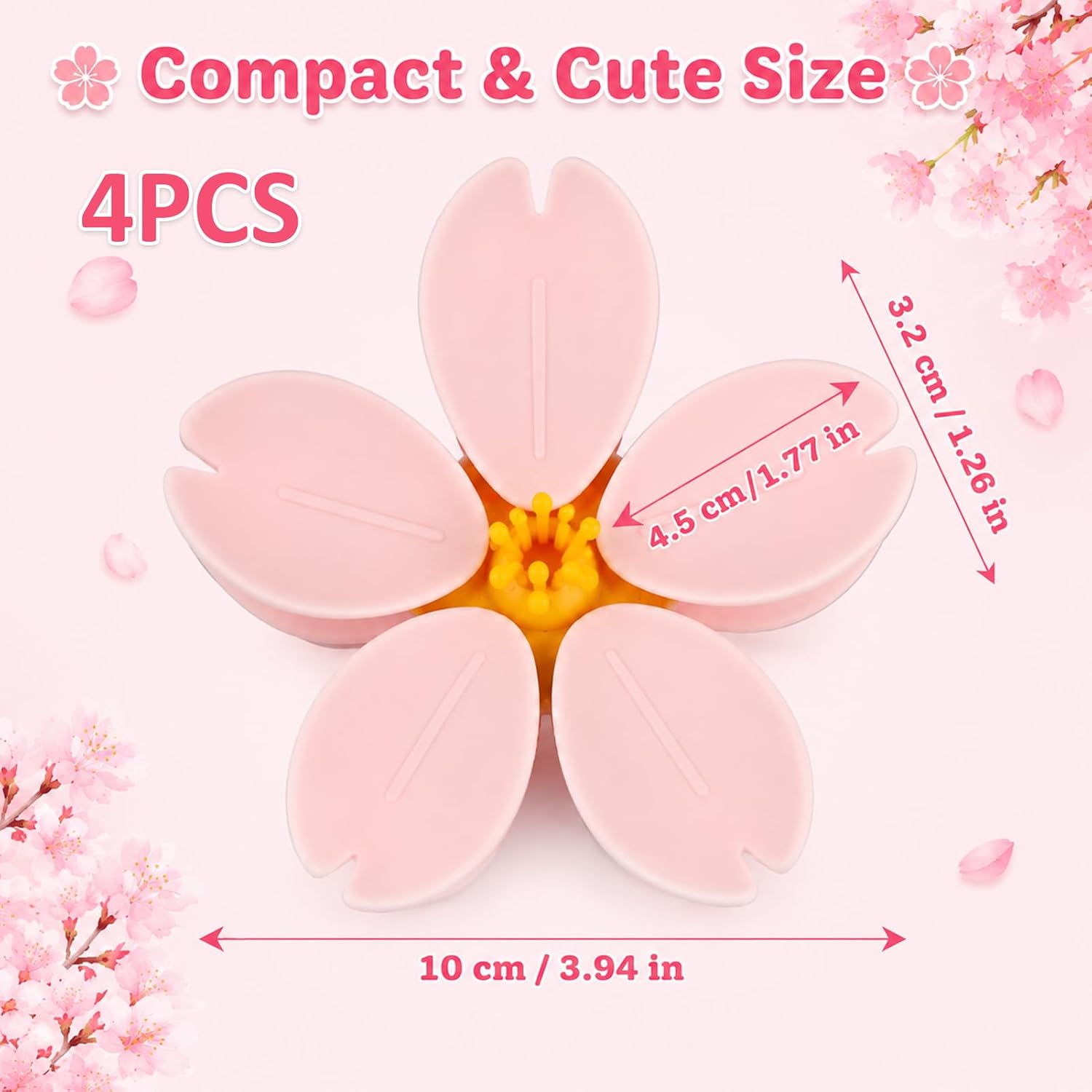 Flower Chip Clip Magnet 4 Pack Sealing Pink Snack Bag Clips for Storage