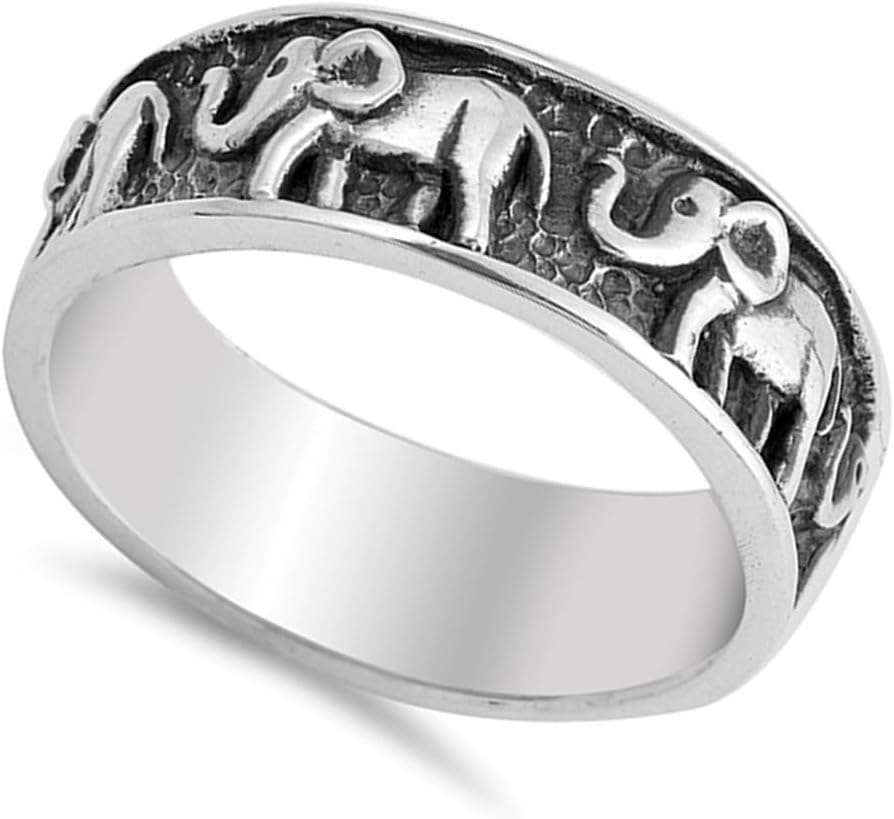 Elephant Animal Ring New .925 Sterling Silver Band Sizes 6-10
