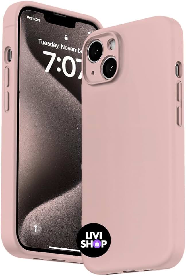 Capa Case Capinha Para iPhone 13 Silicone Com Bordas Elevadas Aveludada Forro Premium (ROSA AREIA)