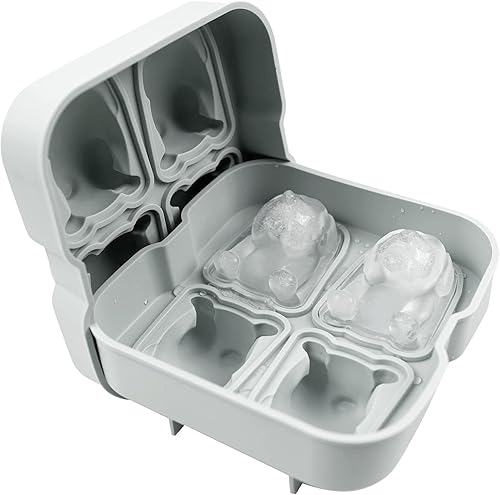 Miniatura 3 de Moldes para cubitos de hielo con forma de perro Bulldog de 4 cavidades, de silicona reutilizable con embudo para whisky, bebidas alcohólicas,