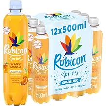 Rub-Icon Spring Orange and Mango, Sparkling Spring Water with Real Fruit Juice & Natural Flavours, Refreshing Hydration & Delicious Fruity Flavour 12 x 500ml Bottles by Kandy Collection