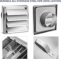 Vista 3 de Funmit Cubierta de ventilación de metal para secadora de 4 pulgadas con pantalla de malla metálica, cubierta de ventilación de acero inoxidable