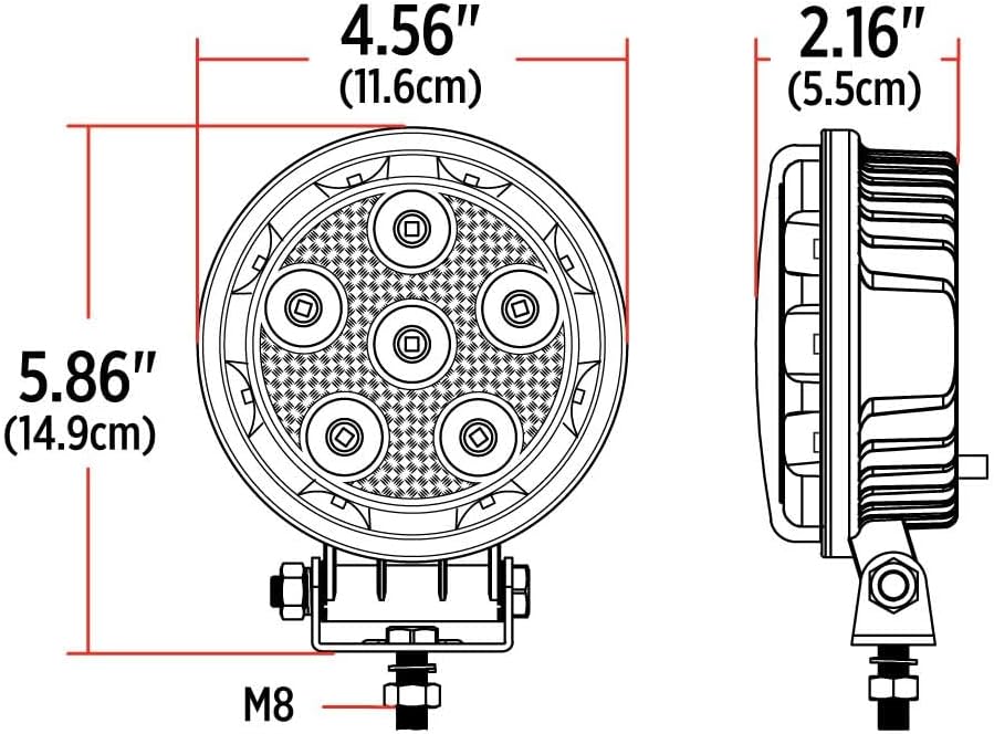 Trux Accessories TLED-U102 Next Generation Universal White Round Work Light with Side Diodes (9 Diodes) - 4300 Lumens (Pair)