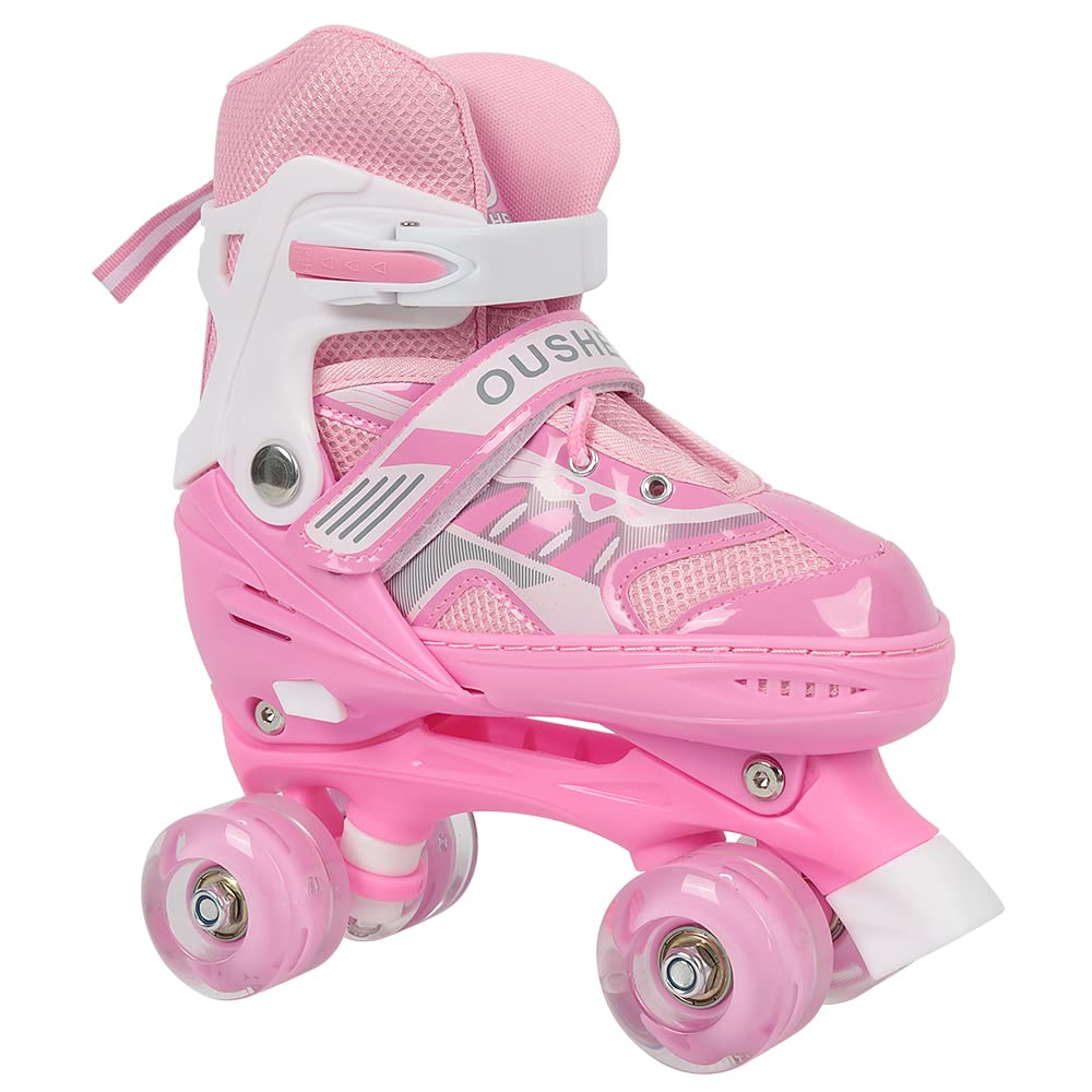 Patins à roulettes Enfant Réglables, Roller Double Rangée Fille Garçon, Taille Ajustable S/M/L, Chaussures de Patinage Sécurisées avec Frein, Confort Respirant – Roues Classiques ou