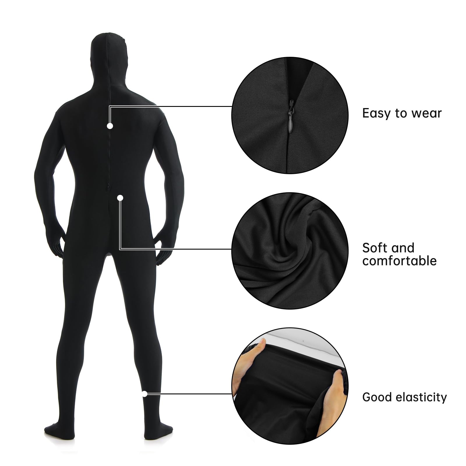 Traje Carnaval para Mujeres y Hombres, Disfraz Segunda Piel Unisex, Halloween, Carnaval y Cosplay, con Cara Descubierta