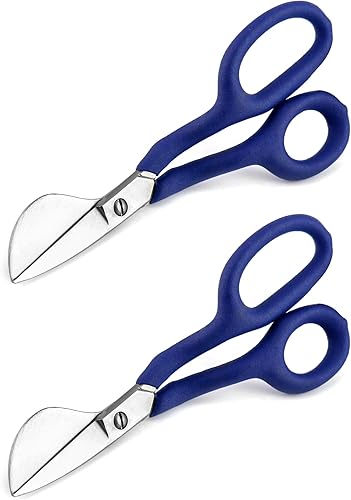 Miniatura 9 de QWORK Tijeras de pico de pato, 7 pulgadas, tijeras de aplicación de pico de pato, para pila de alfombras, punzón de alfombra, color azul