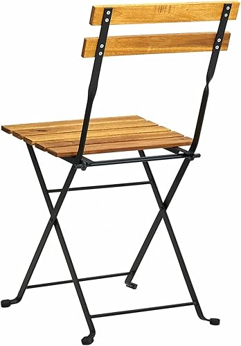 Miniatura 7 de Tidyard 4 sillas plegables de bistró, silla de comedor al aire libre con asiento de madera de acacia, patas de marco de acero para jardín, patio,