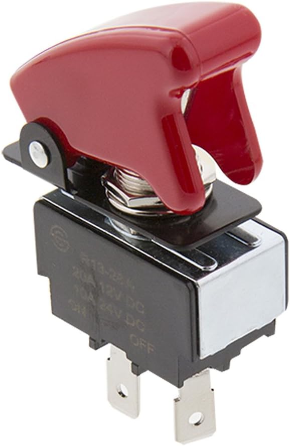 Pilot Automotive PL-SW26 Performance Toggle Switch with Red Safety Cover, Red, Anodized Red, Anodized Blue, Carbon Fiber Look