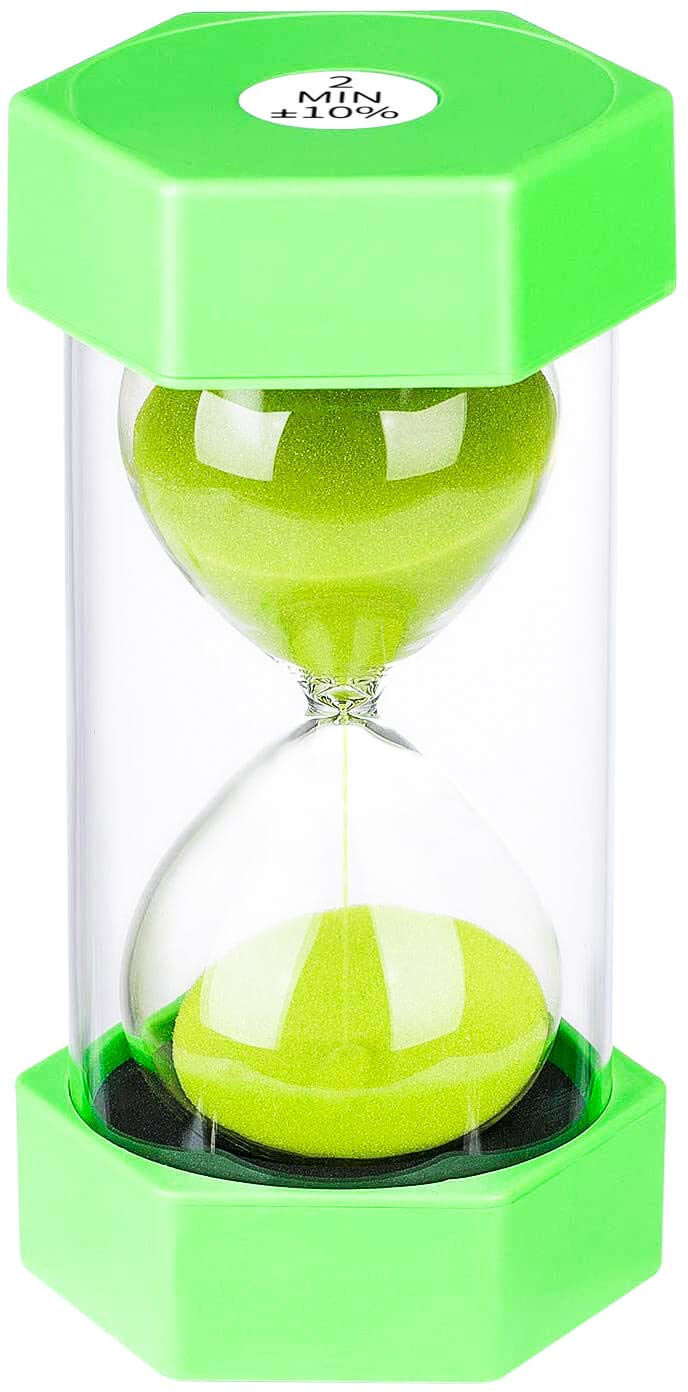 Hourglass Timer Sand Clock 2 Minute: Colorful Sand Timer 2 Minute, Small Green Sand Watch 2 Minute, Plastic Hour Glass Sandglass Timer for Kids, Games, Decor, Classroom, Kitchen, Toothbrush Timer
