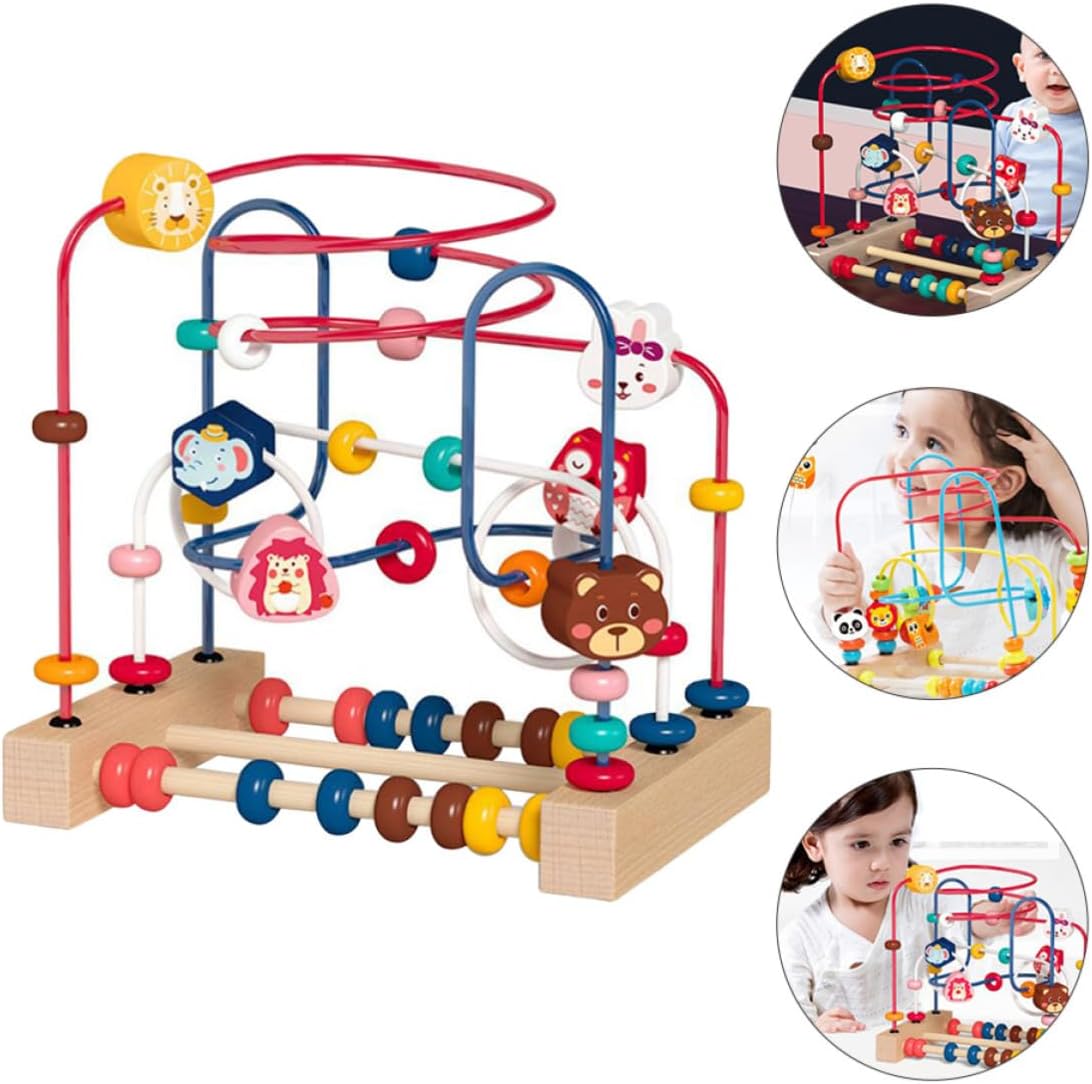 minkissy Early Educational Bead Maze and Preschoolers with Wood and Stainless Steel Materials to Cultivate Color Discrimination and Stimulate Imagination Birthday Gift