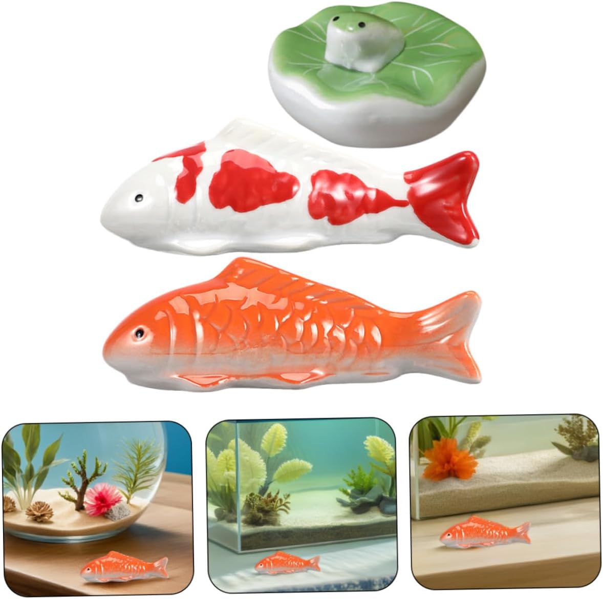 Toddmomy Floating Ceramic Koi Fish Ornaments for Aquarium and Garden Pond Decor Realistic Floating Goldfish Figurines 3.97 Inch Indoor Fish Tank Accessories