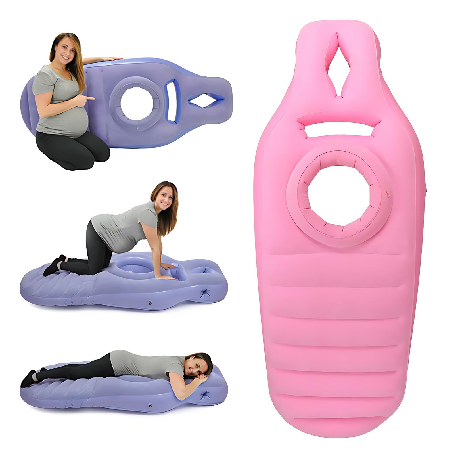 Kingbar Women's Pink Inflatable Pregnancy Pillow, Maternity Pillow With Hole For Tummy, For Ultimate Sleeping Support, Support For Baby Bump,