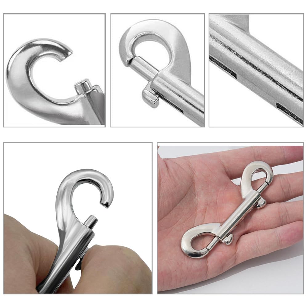 Lot de 8 mousquetons à double extrémité, double mousqueton en acier inoxydable, double mousqueton, mousqueton en acier inoxydable, pour laisses pour chiens, camping familial en plein air, porte-clés