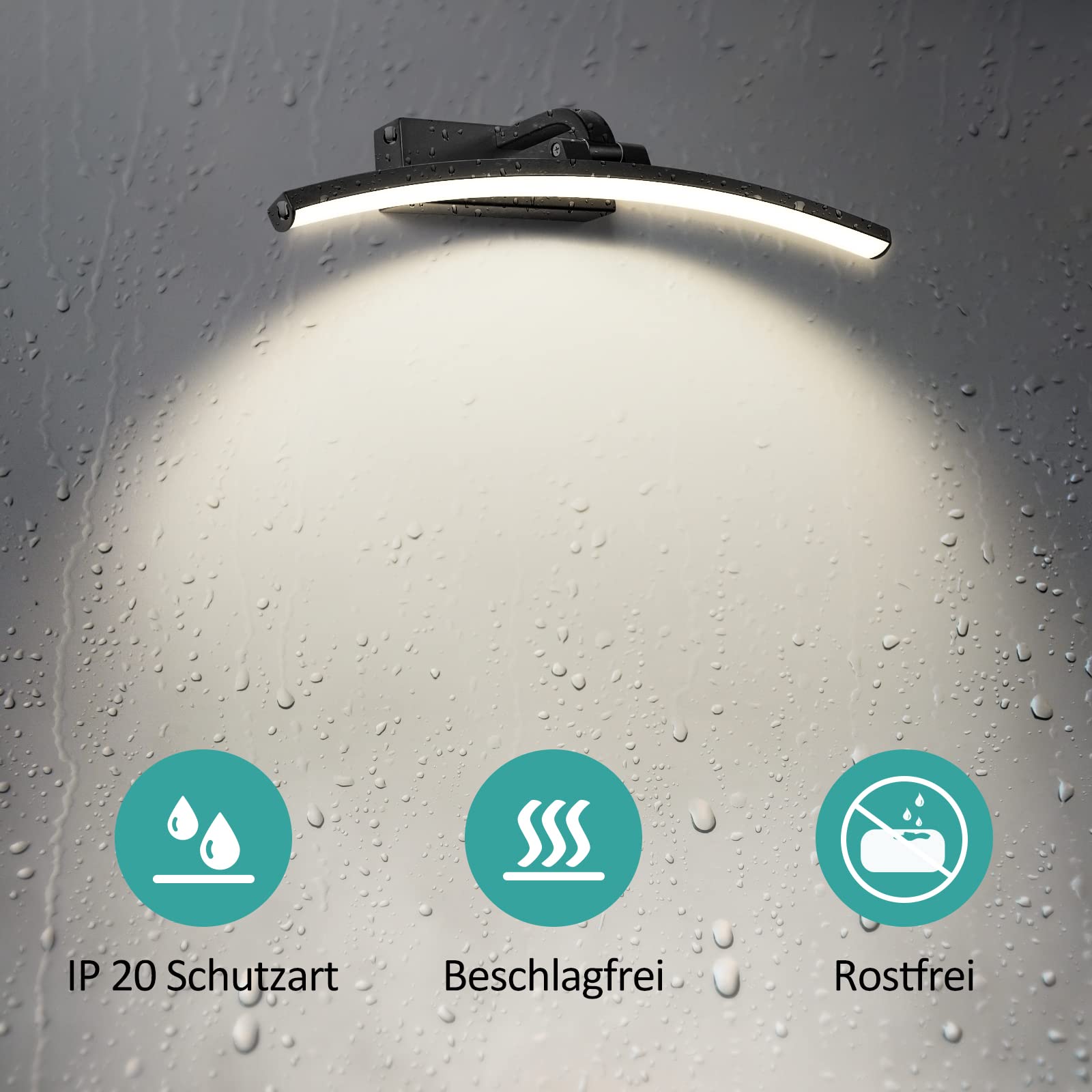 EMKE LED Spiegelleuchte Spiegellampen für das bad spiegelleuchte badezimmer 40cm, 180° drehbar spiegelleuchte led BadSpiegelschrank Beleuchtung 4000K, einfache Installation Schrankleuchte(Schwarz)