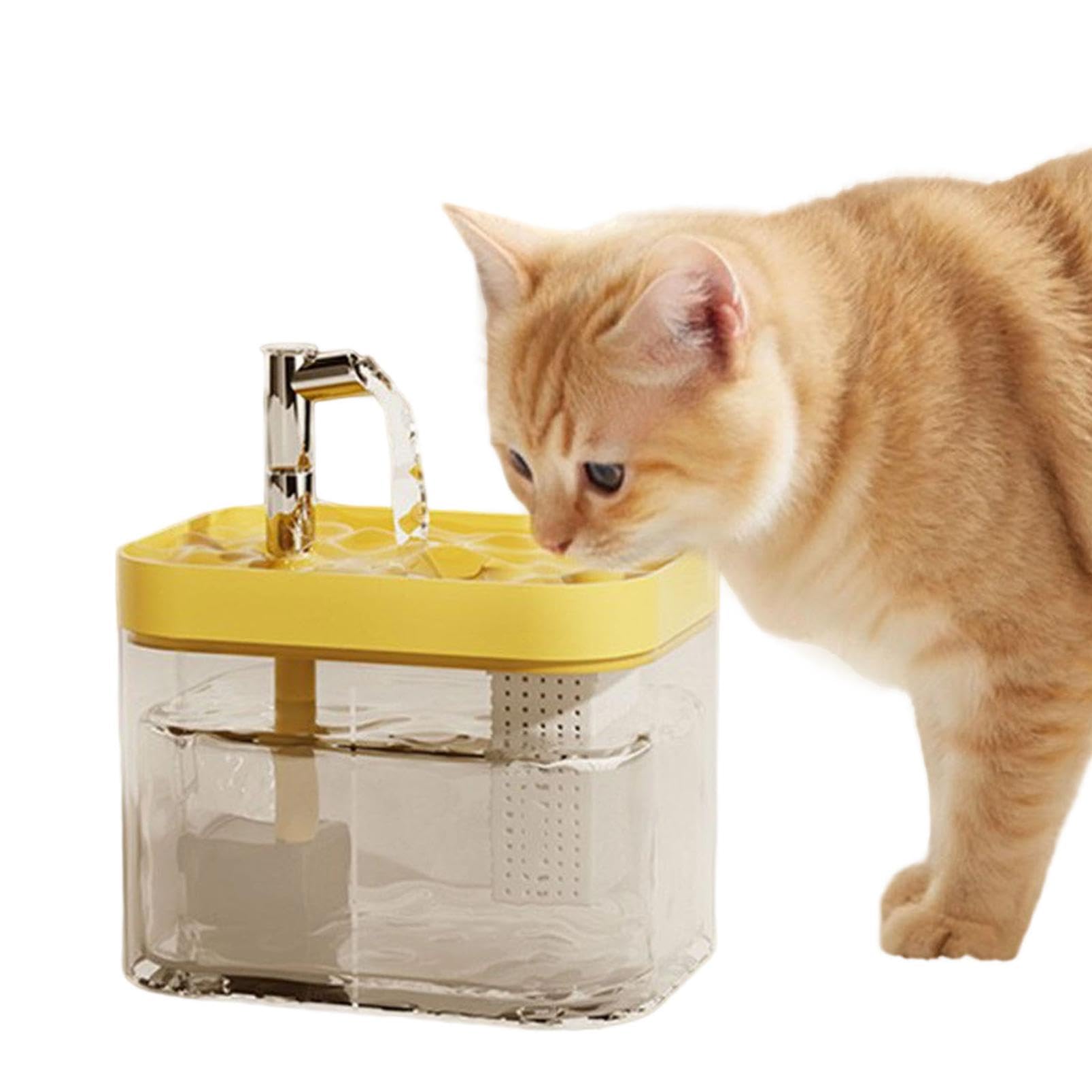 Cat Water Fountain for Drinking, 1.5L Transparent Cat Fountain Faucet Design, Cats Water Fountain Visible Water Level, Silent Water Pump, Automatic Circulation Filter for Pets (C, 17x14x12.5cm)