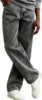 Calça Jeans Masculina Baggy, Estilo Vintage, Lavagem Estonada, Corte Amplo, Streetwear