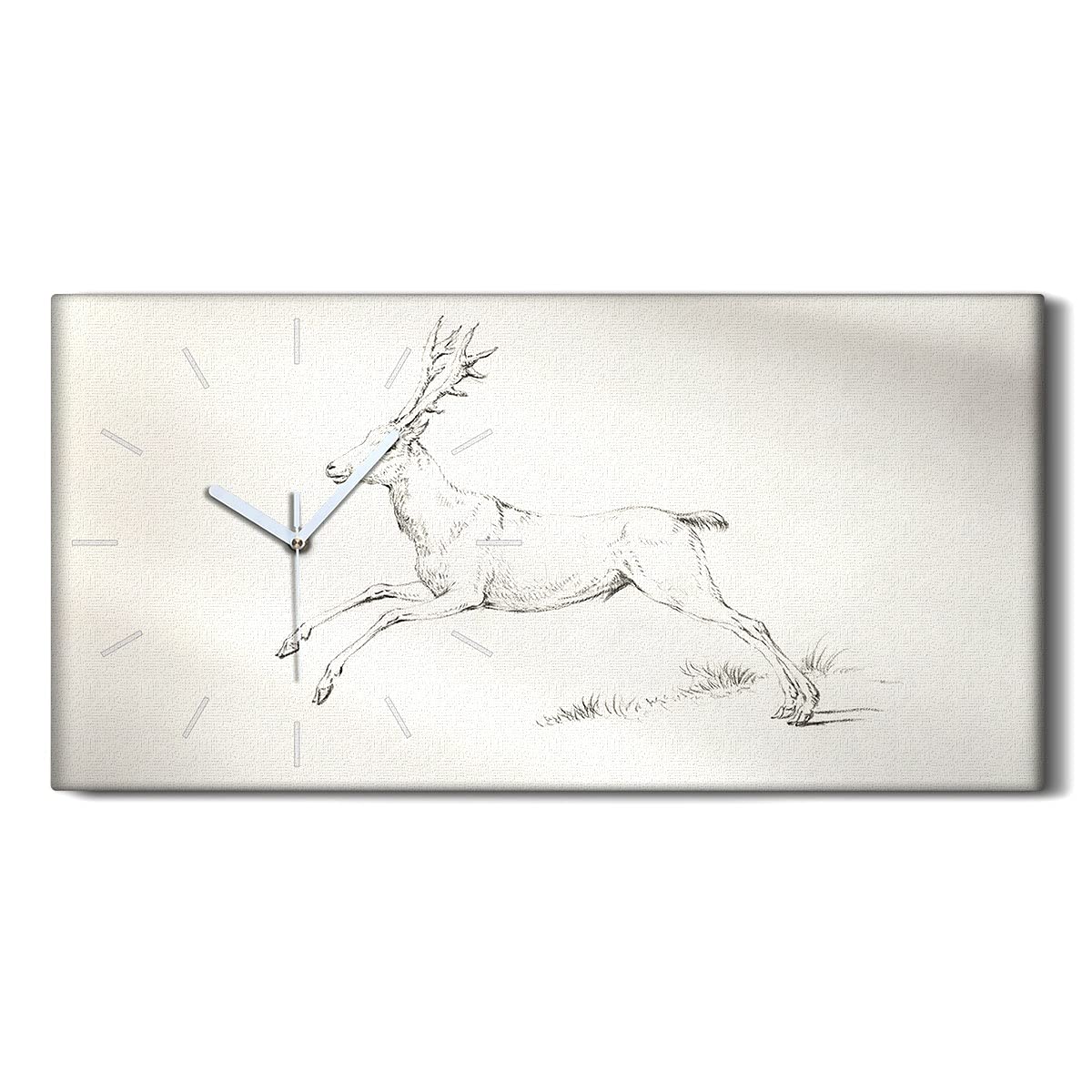 Horloge sur toile d'art moderne Coloray 60x30cm avec dessin de cerf mural