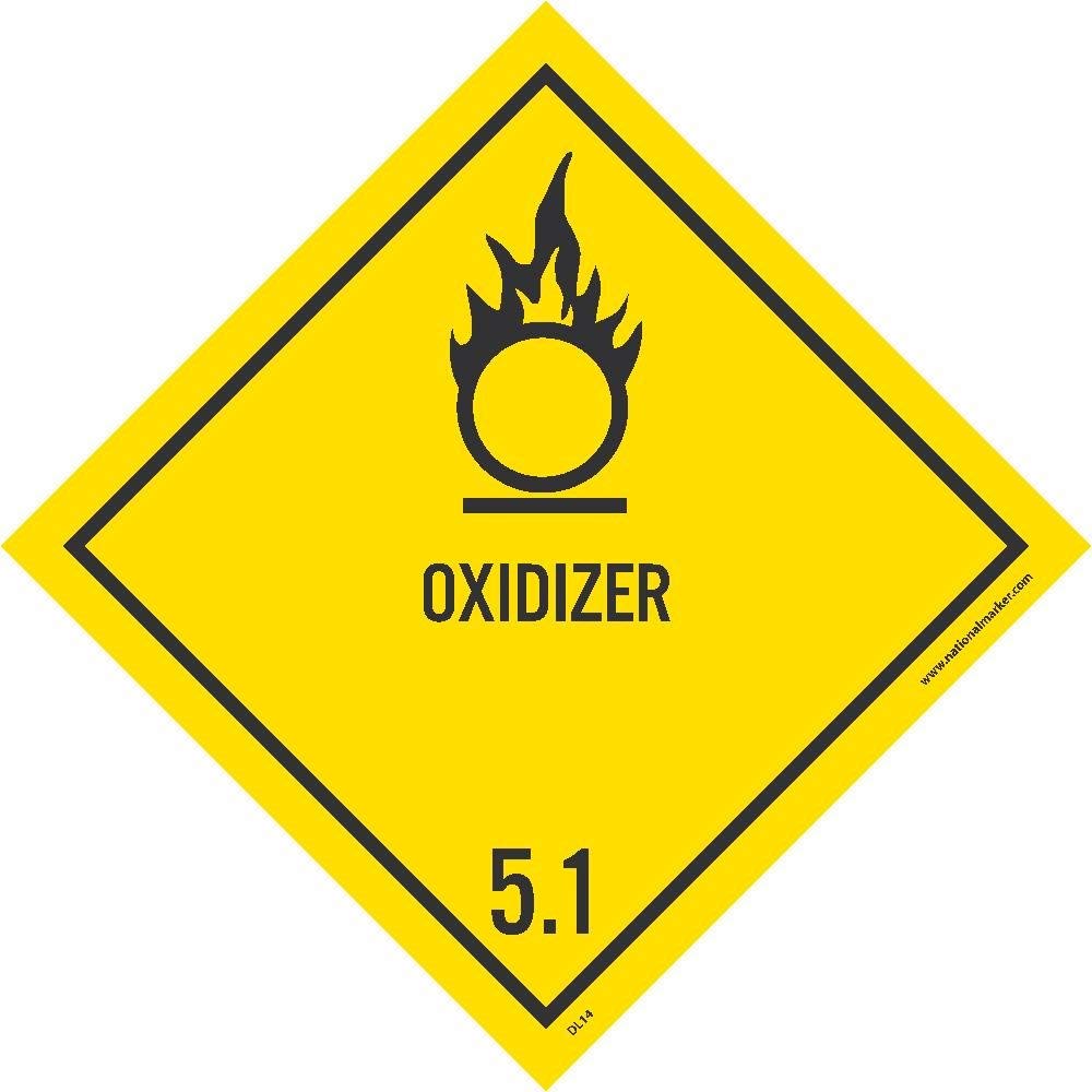 NMC DL14ALV National Marker Dot Shipping Label, Oxidizer 5.1, 4 Inches x 4 Inches, Ps Vinyl, 500/Roll