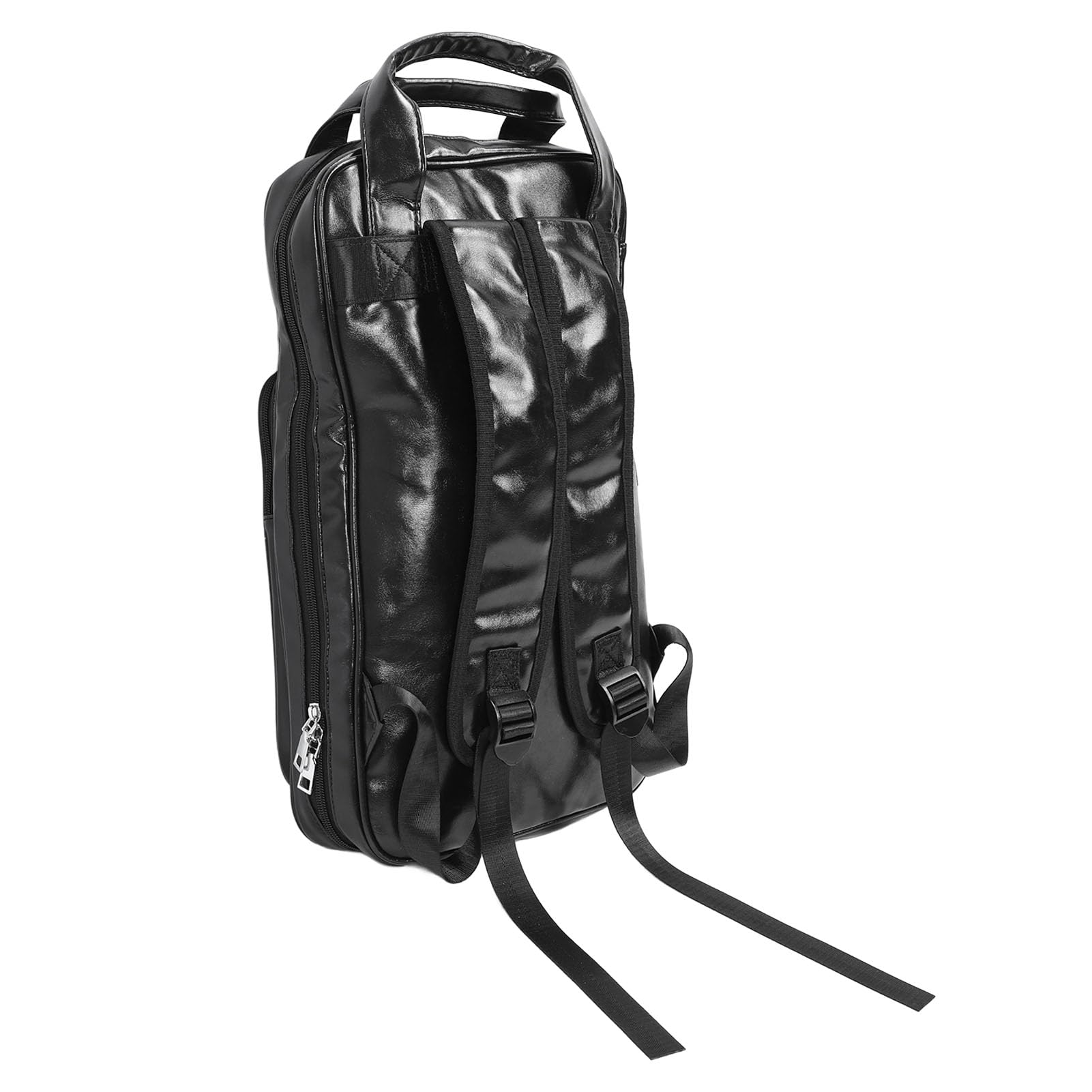 Bolsa para baquetas de batería, gruesa y multifuncional, de piel sintética, mochila portátil para bateristas y percusionistas, color negro