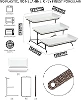 Vista 2 de LAUCHUH Bandeja de servir de 3 niveles para fiestas, bandeja escalonada de porcelana para servir plegable, bandeja de metal resistente para frutas