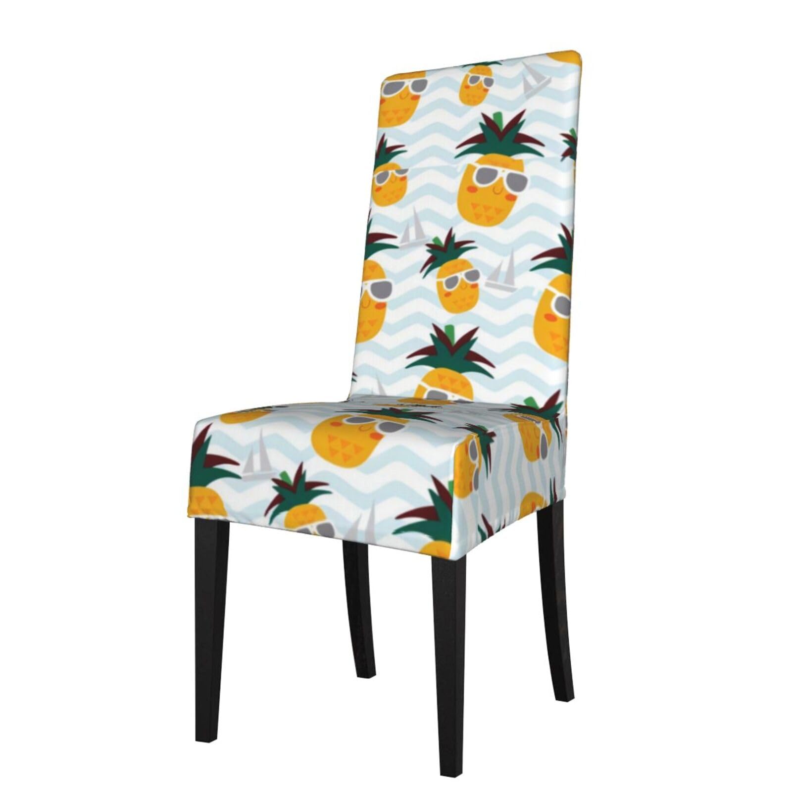 Yyhwhjde Black Cute Pineapple Prints Dining Chair Throw Covers - Stretchable Spandex Slipcovers For Chair Protection & Refreshing Your Dining Room