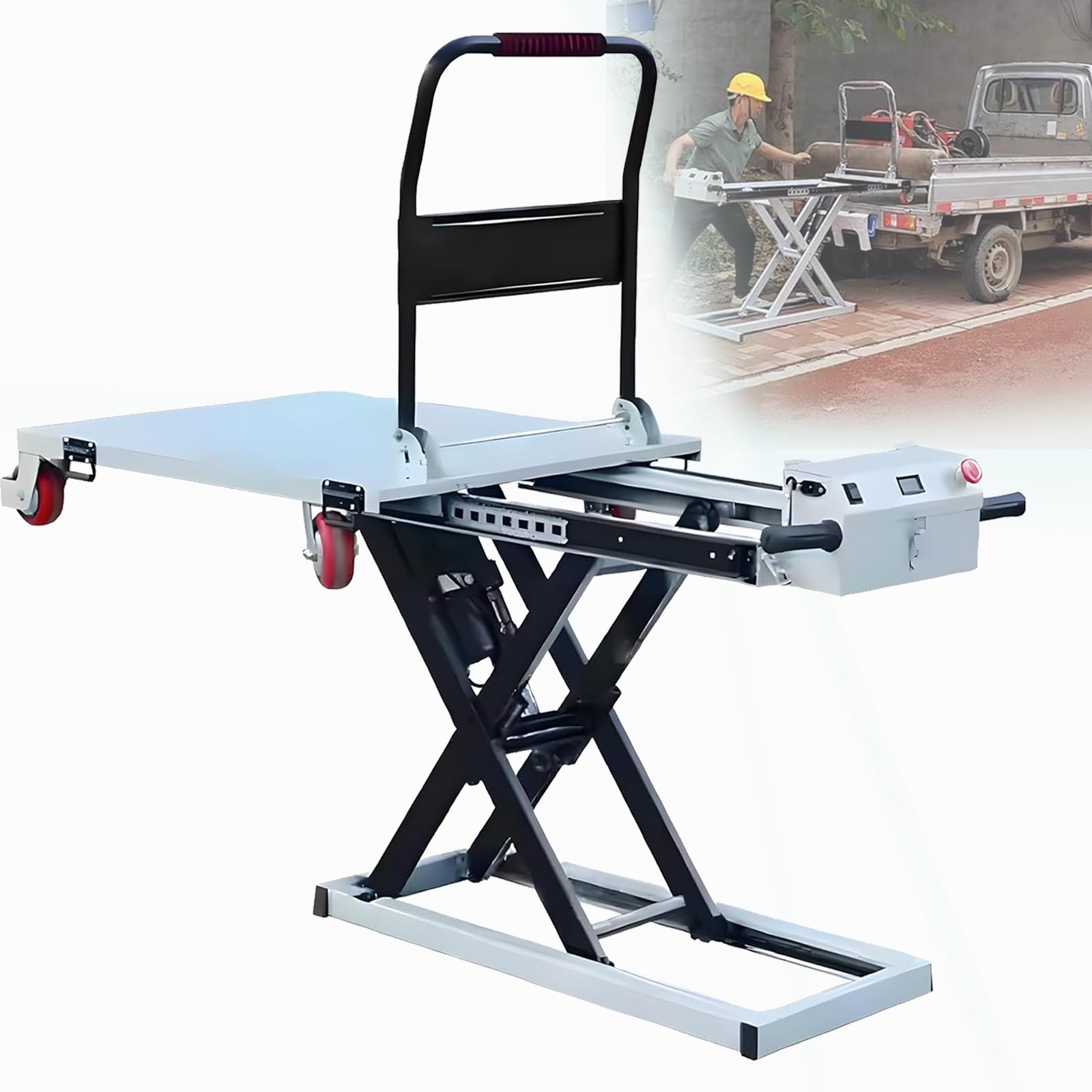Tavolo elevatore idraulico a forbice, Carrello elevatore elettrico, Tavolo idraulico per impieghi gravosi con elevata capacità, Sollevatore manuale a forbice per officina e garage