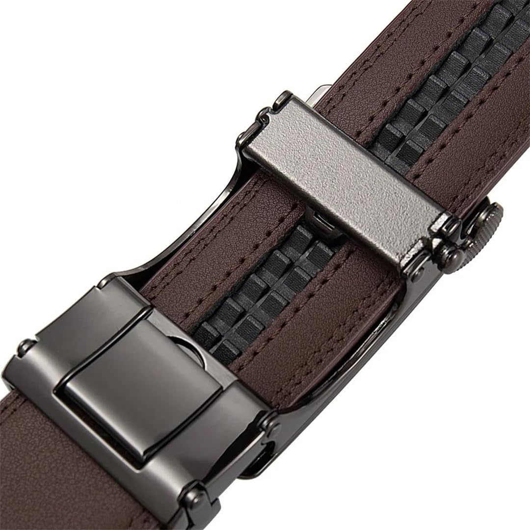 Yeuyyben Cinturón de trinquete de cuero genuino para hombre, ajustable, hebilla automática, cinturón de negocios informal
