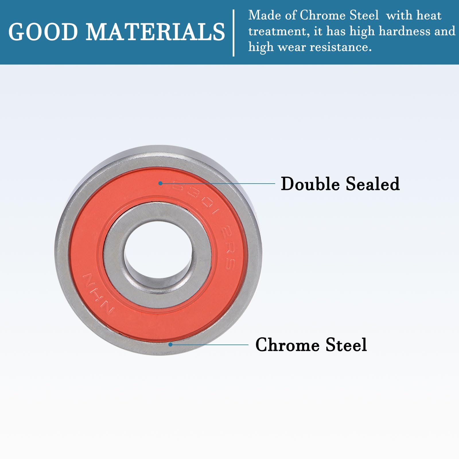 QUARKZMAN 6pcs 6001-2RS Profond Rainure Billes Roulements 12 Mm Alésage 28mm OD 8mm Épais Carbone Acier Double Blindé ABEC1 Z1 Roulement Pour Moteurs