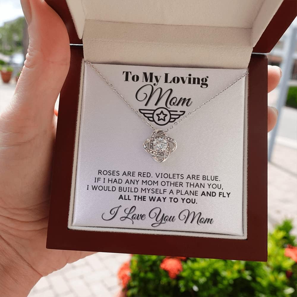 Pilot's Mom Love Knot Necklace - Mothers Day Gifts, Boy Mom Necklaces For Women, Mama Necklace Gift Son, Birthday Gifts Ideas, To My Loving Mom Necklace From Son, Valentines Day Gift, Mother Love Necklace, Brithday Gifts For Her, Christmas Gift Mom