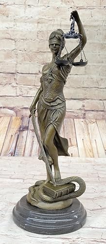 Miniatura 2 de Think Bronze - Estatua de justicia ciega grande de 14 pulgadas, diseño de abogados, decoración desnuda de 14 pulgadas