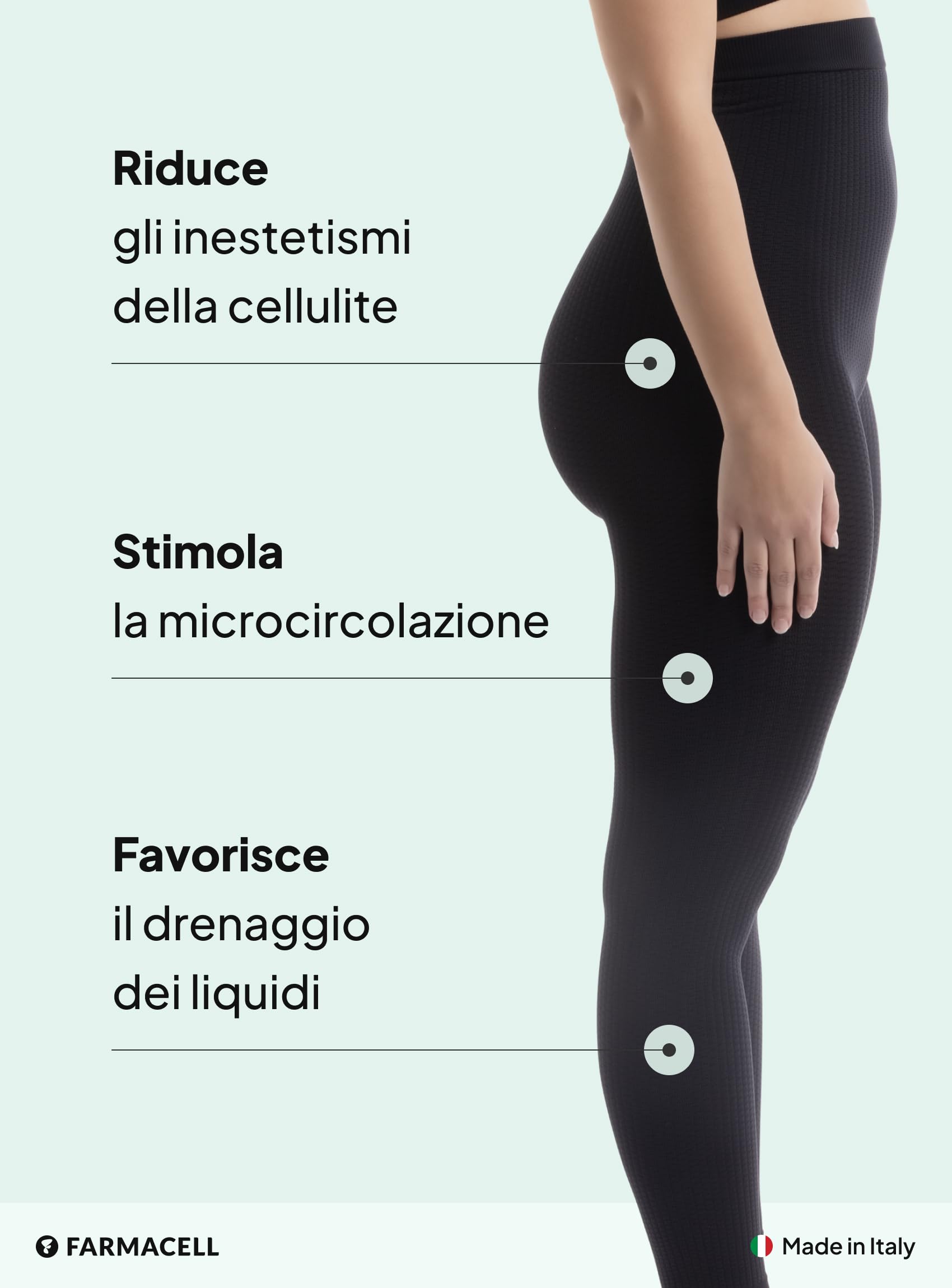 FarmaCell Leggings Anticellulite Donna Massaggianti a Vita Alta, Made in Italy, 133