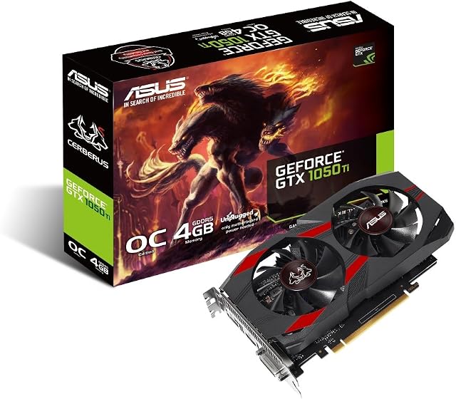 Asus Cerberus GTX1050 Ti OC, 4GB DDR5, PCIe3, DVI, HDMI, DP, 1455MHz OC, Black