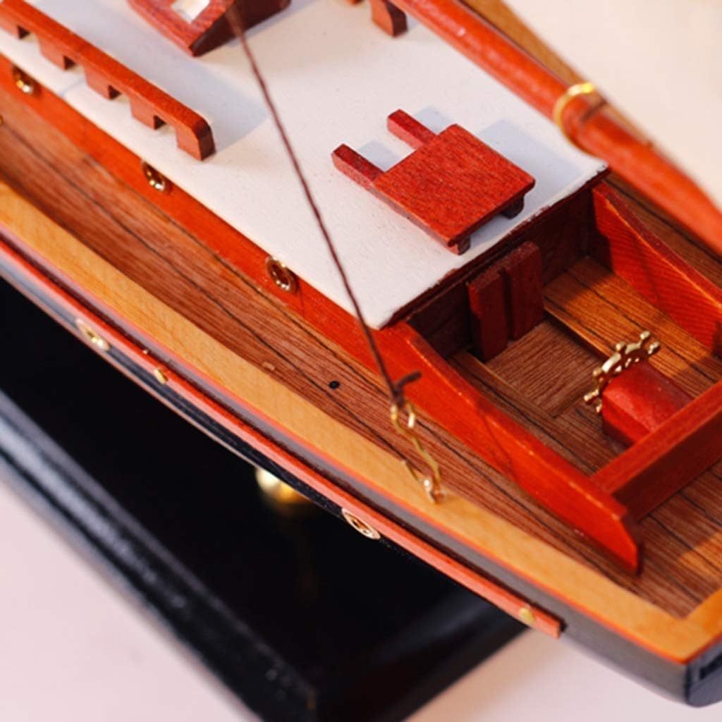 Sailboat Model Decoration - Wooden Ship Sailing Boat Home Decor Beach Nautical Theme Lighthouse and Seashells