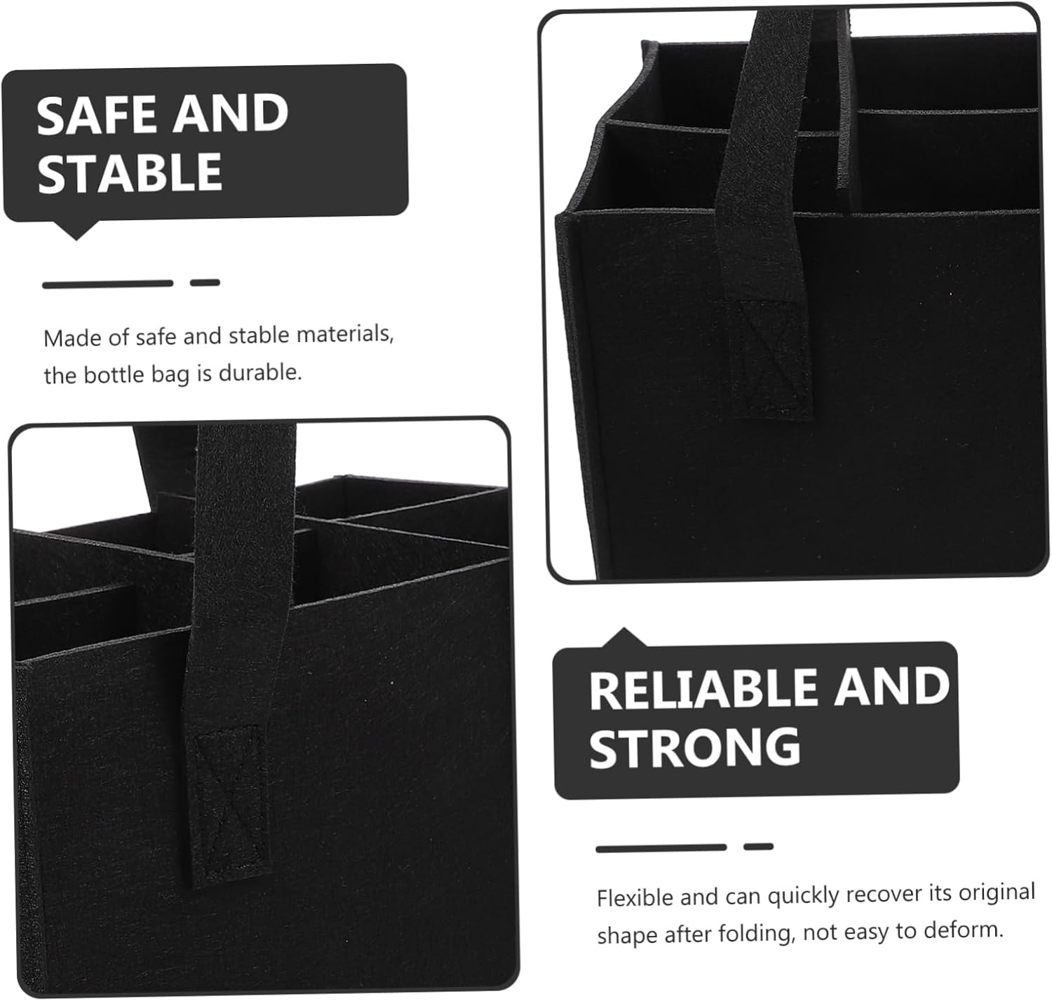 2pcs Portable Felt Bag Compartment Organizer for Wine and Beer Storage for Parties Design Carrier for