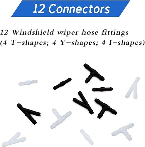 Miniatura 4 de Kit de manguera de lavado de parabrisas, manguera de líquido de lavadora de 13.1 ft con 12 conectores de manguera, adecuado para la mayoría de tubos