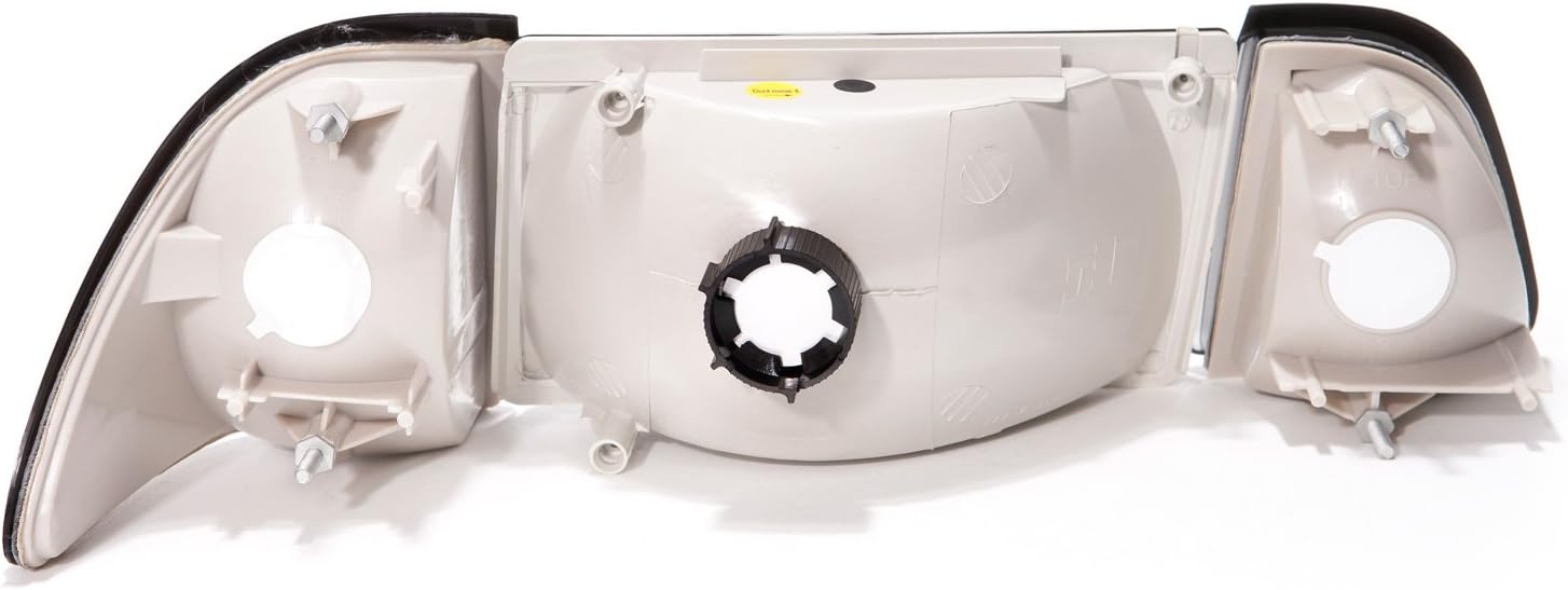 PERDE Halogen Headlights 6Pcs Set Stock Smoke with Amber Compatible with Ford Mustang 1987-1993 Includes Left Driver and Right Passenger Side Headlamps