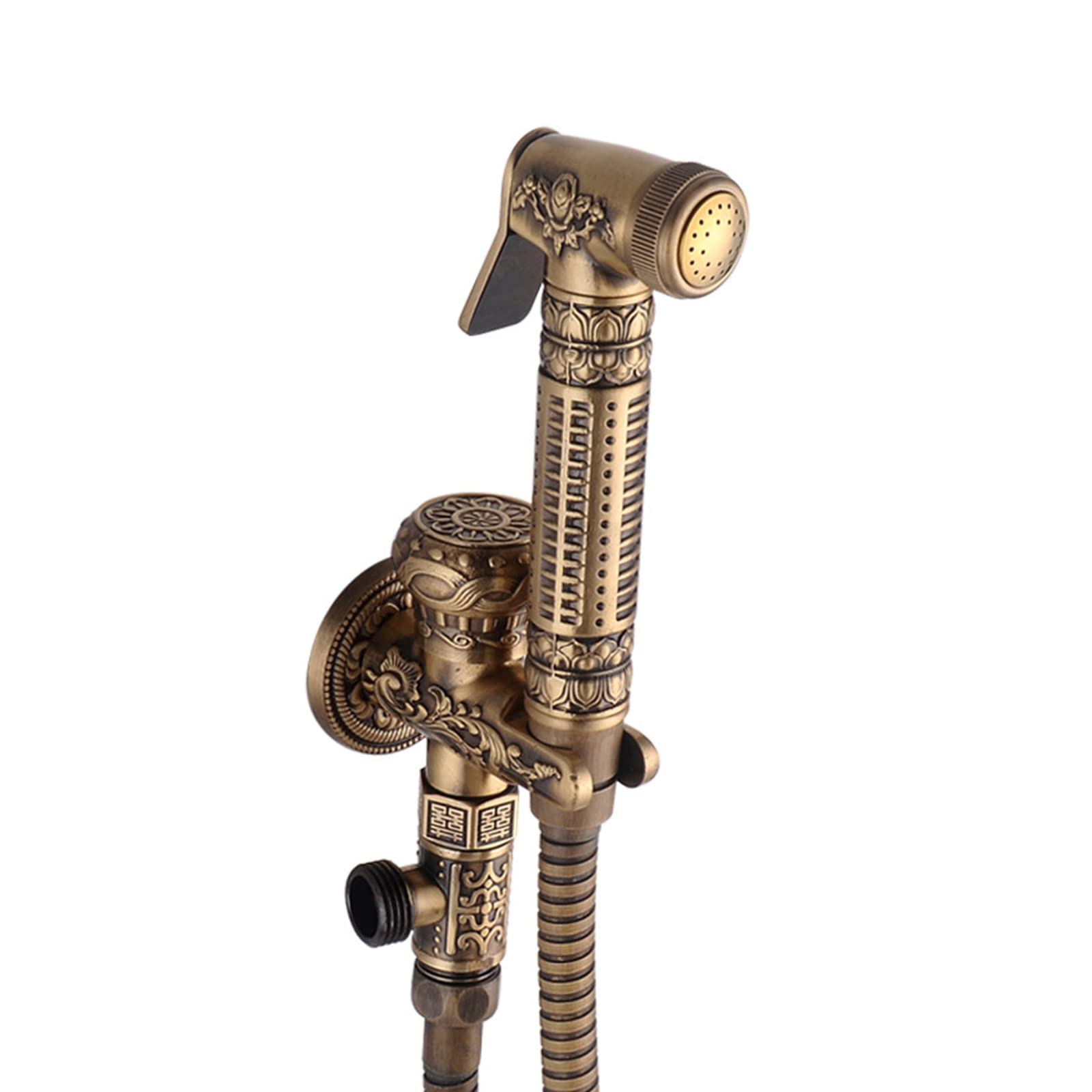 Retrò Rubinetto a Muro Spruzzatore Booster Doccetta per Bidet Miscelatore Manico Singolo Multifunzione Kit Spruzzatore per Bidet Doccino Bidet,Antico,Bifunzionale