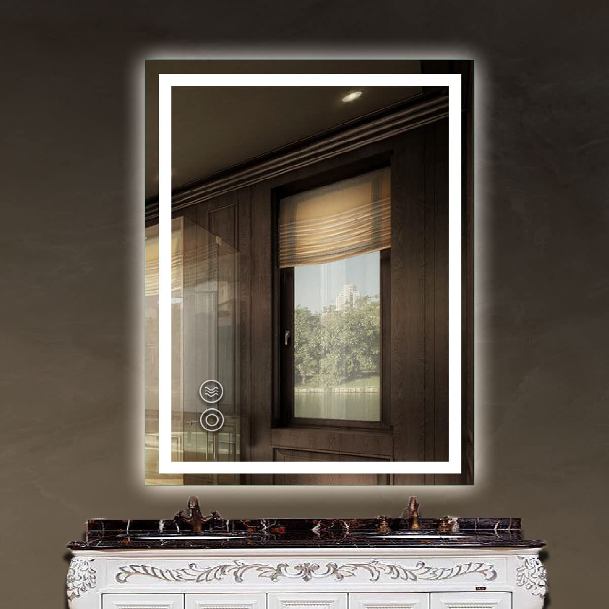 Panana Miroir LED Salle de Bains avec éclairage, LED Miroir de Vanité Muraux, Anti-buée, Vertical et Horizontal (60 x 100 cm)